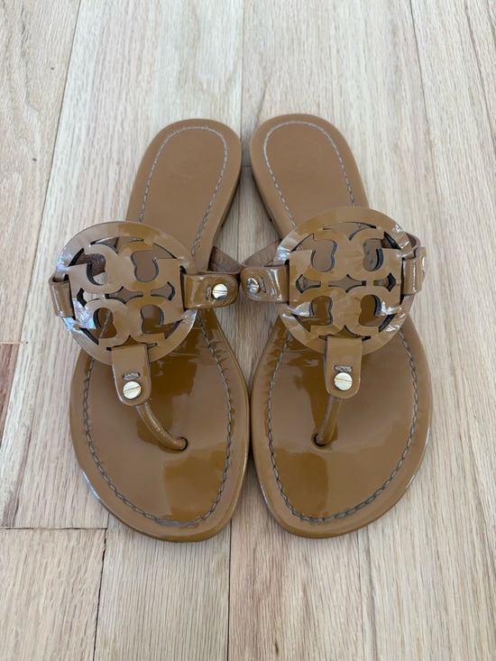 Tory Burch Shoes - Tory Burch Tan Miller Patent Sandal